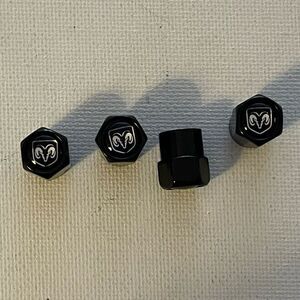 Dodge Logo Valve Stem Caps in Black set of 4 NWT